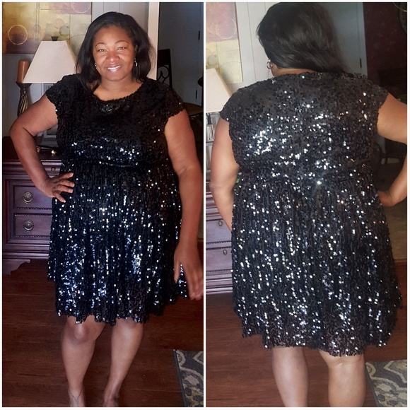 plus size sequin skater dress